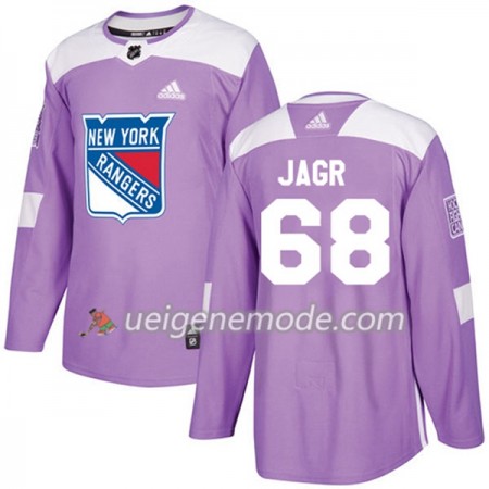 Herren Eishockey New York Rangers Trikot Jaromir Jagr 68 Adidas 2017-2018 Lila Fights Cancer Practice Authentic